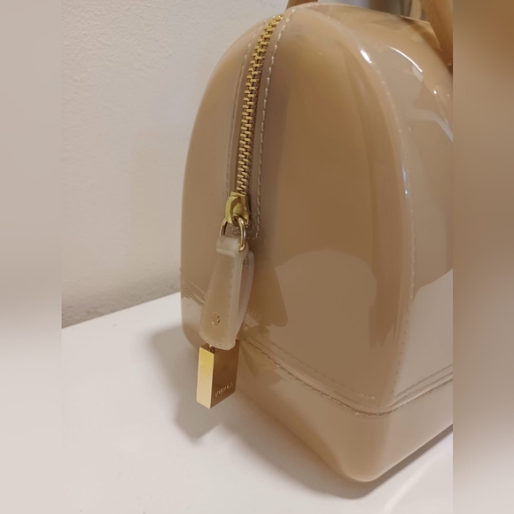 Furla Beige Glossy Rubber Mini Candy Satchel - Picture 15 of 16